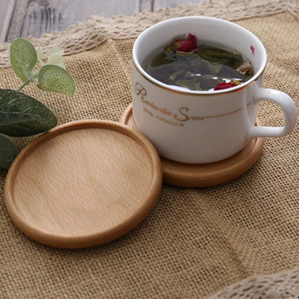 

Durable Wood Coasters Placemats Decor Beech Non-Slip Insulation Cup Mat Eco-Friendly Coaster Placemats Coffee Cup Pads