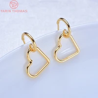 134 6pcs 12mm 24k gold color plated heart stud earrings with 925 pins high quality diy jewelry making findings accessories