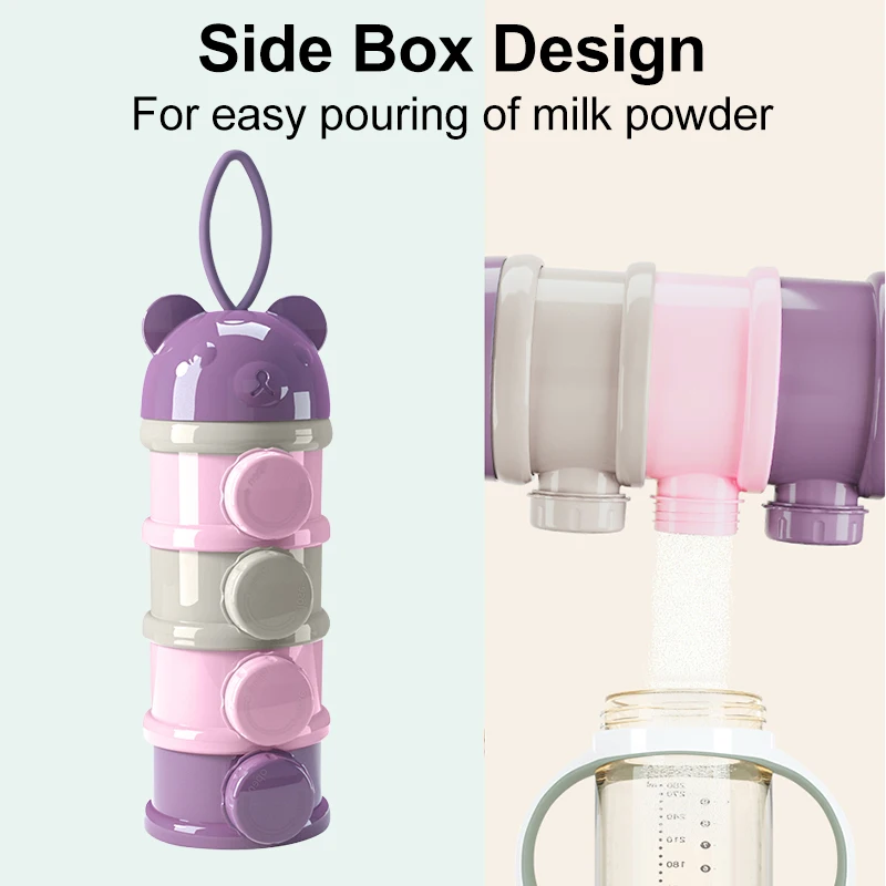 4 яруса контейнер для молока с маленьким медведем портативный детского и порошка