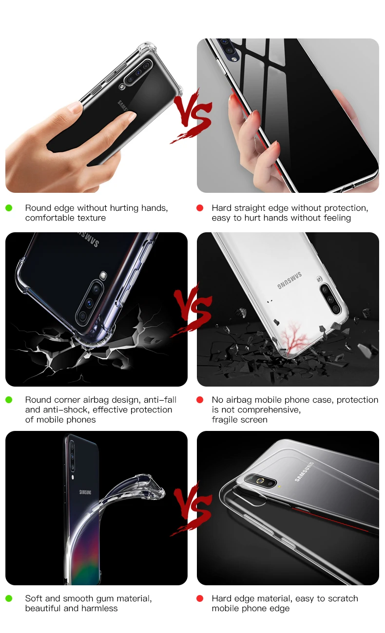 Прозрачный силиконовый мягкий чехол для samsung a50 ударопрочный чехол из ТПУ для samsung galaxy a10 a20 a30 a40 a70 a60 a40s a30s a20s m10 m20 m30 a 10 20 30 40 50 четыре угла анти-осенние Защитные чехлы для теле