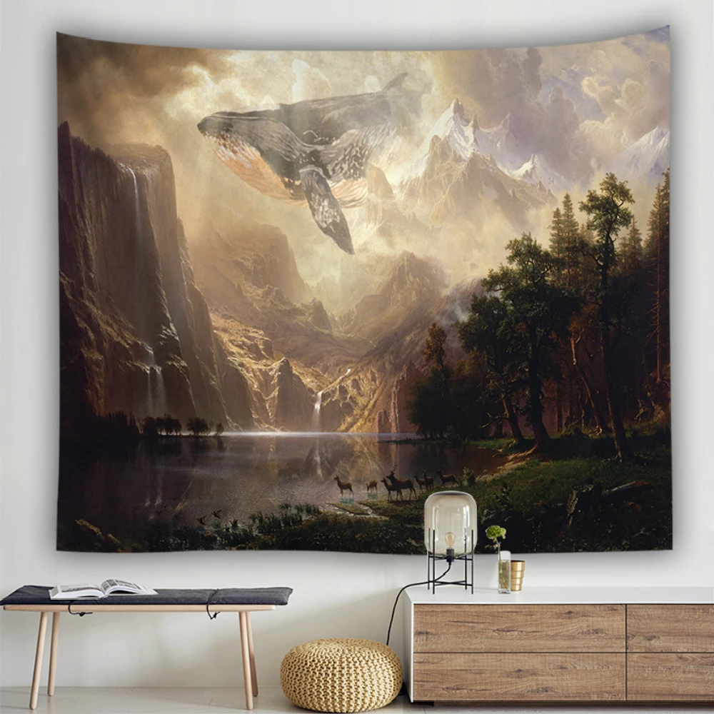 Животные Печатный гобелен настенный волчий узор фон из ткани художественное