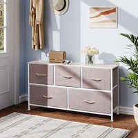 us fast shipping 5 drawers fabric storage living room cabinets nightstand mdf board wooden top easy fabric bins home furniture