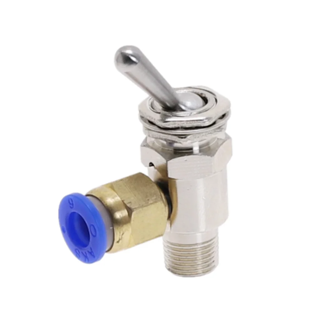 Air Pneumatic Mechanical Valve TAC-3V Exhaust Valve 2 Position 2 Way ON/OFF M5 Thread Toggles Switch Valves with Fiitting