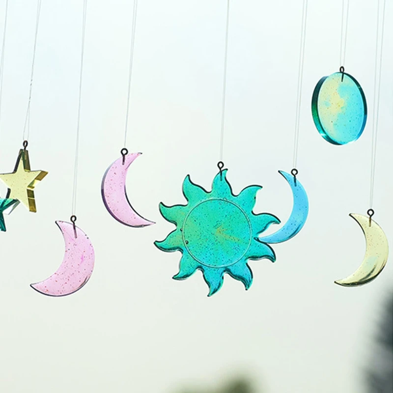 

X7YC Resin Casting Silicone Molds Moon Star Sun Lunar Eclipse Resin Moulds for Polymer Clay Craft Handmade Gift DIY