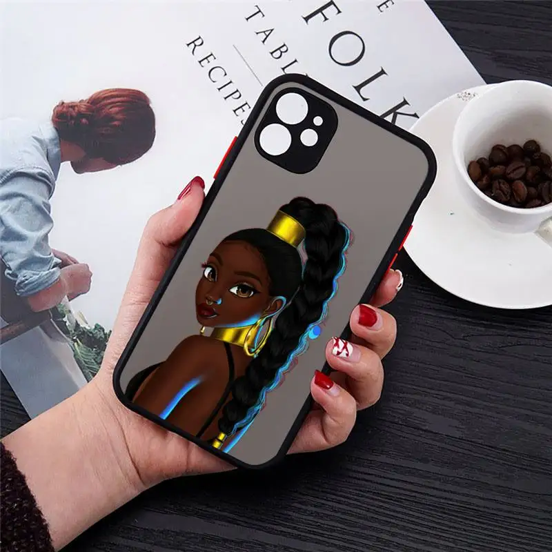 

Afro Girls Black Women Phone Case matte transparent For iphone 7 8 11 12 plus mini x xs xr pro max cover