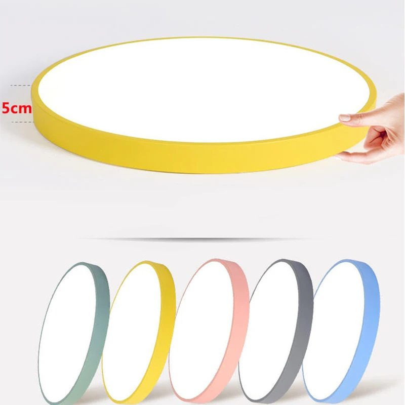 

Ultra thin colorful makaron round iron art simple modern atmospheric bedroom dining room led ceiling light