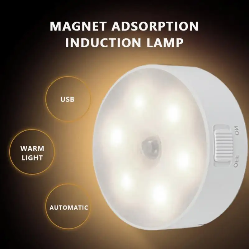 

1pcs LED Night Light Motion Sensor Portable Wireless USB Rechargeable Body Night lamp Sensor For Kitchen Cabinet Wardrobe Lamp