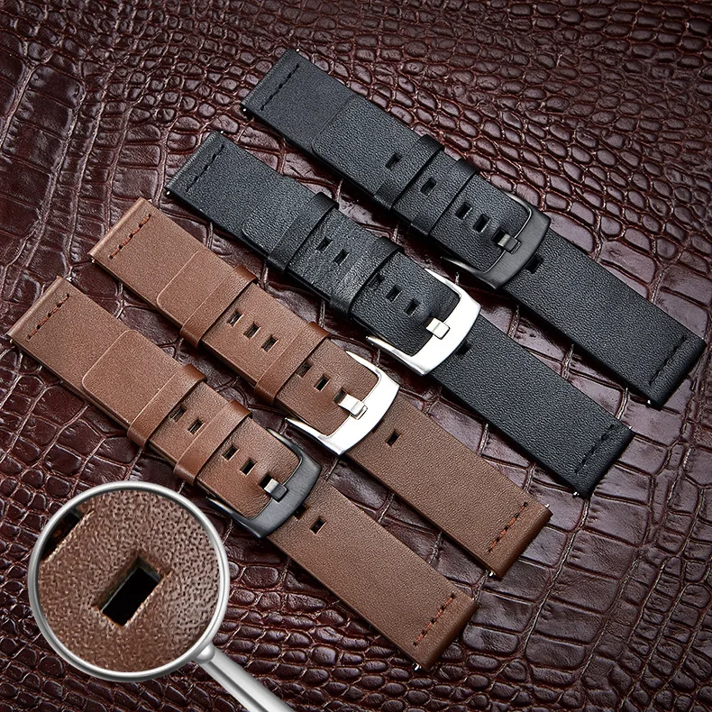 

20mm 22mm Leather Watch band Strap for Samsung Galaxy Watch 3 41mm 45mm Active2 40 44mm WatchBand Quick release 18mm 24mm