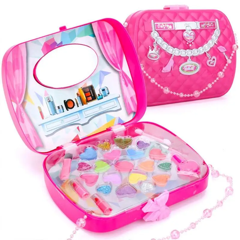 

Girl Pretend Play Make Up Toys Play House Toy Safe Kit Dressing Party Set Cosmetic Box Non-toxic Makeup Performances Girls F6A1