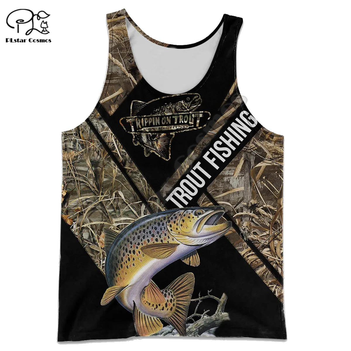 

Fashion Trout Fishing 3D Printed Men women t shirt Vest Harajuku summer Short sleeve shirt Casual T-shirt tank top Dropshipping