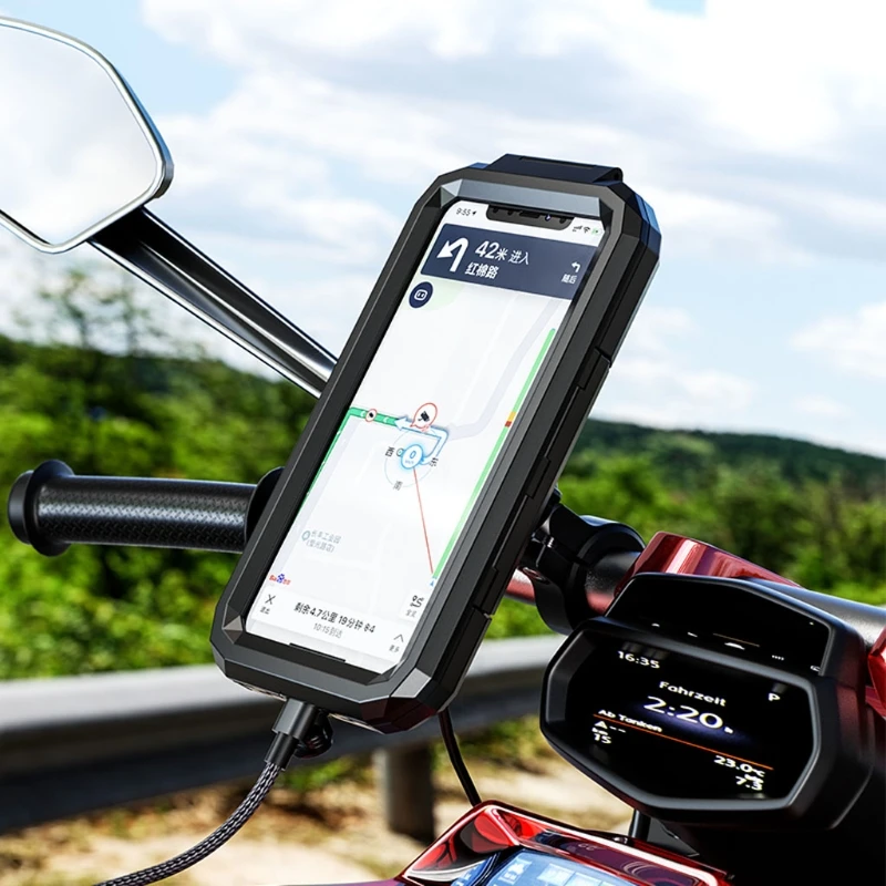 Waterproof Case Bike Motorcycle Handlebar Rear View Mirror 3 to 6.8" Cellphone Mount Bag Motorbike Scooter Phone Stand | Мобильные