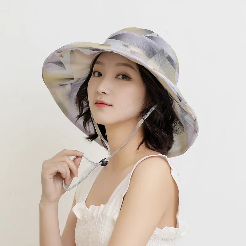 Spring and summer new color matching bow sun hat Breathable sun protection fwomen fisherman hat