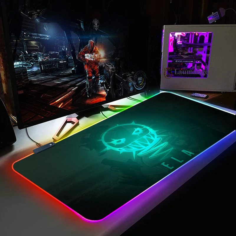 RGB компьютерный светящийся игровой коврик для мыши Радуга шесть осады Красочный