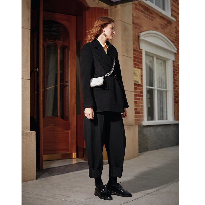 Женский шерстяной пиджак с отложным воротником Осень зима 2019|Женские пиджаки| |