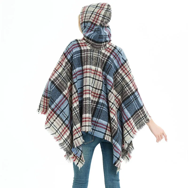 Autumn and Winter Fashion Luxury Women Cashmere Scarf Cloak Brand Designer Warm Plaid Hooded Shawl Pashmina Lady Wrap | Аксессуары для