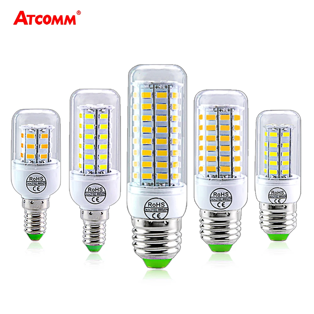 SMD 5730 Ampoule LED Corn Bulb 220V E27 E14 LED Light Bulbs 24 36 56 72 LEDs Lamp No Flicker Chandelier Candle Warm/Cool White