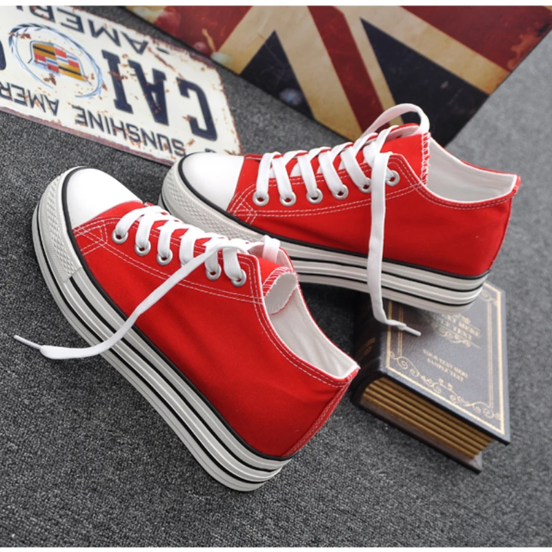 

MPD Fashion Hight Quality Women Vulcanize Casual Shoes Comfortable Flats Shoes Women Canvas Shoes Wedges Platform Shoes Sneakers