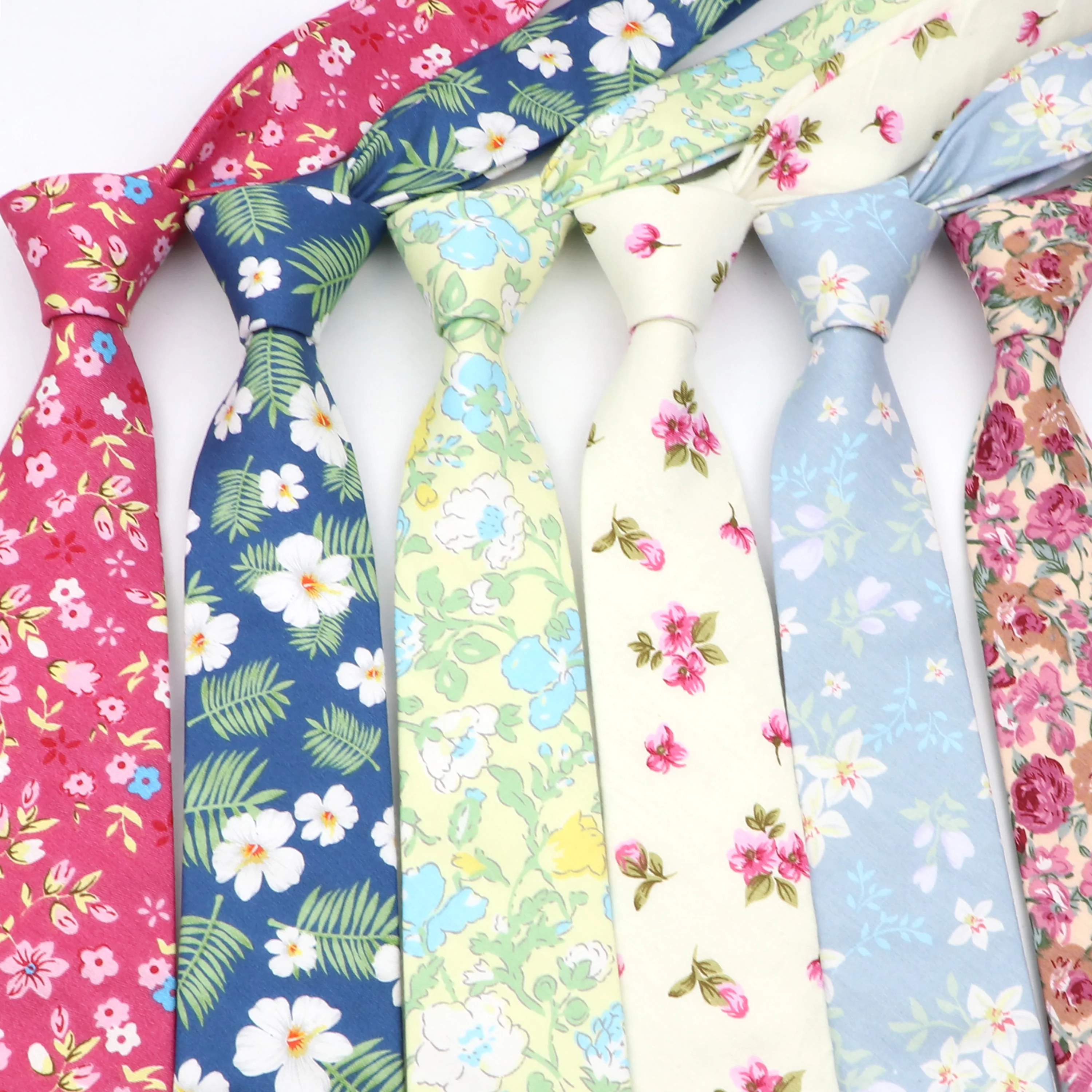 

Men's Classic Flower Ties Handmade Cotton Tie For 6CM Narrow Floral Pink Blue Neckties Gift Wedding Party Casual Gravatas Tie