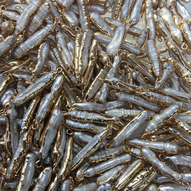 Серьги подвески из 100% натурального пресноводного жемчуга 25 40 мм 4 шт.|Бусины| |