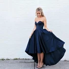 Женское платье для выпускного вечера AE813, темно-синее платье трапециевидной формы, короткое, спереди, длинное, сзади, официальное платье для вечеринки