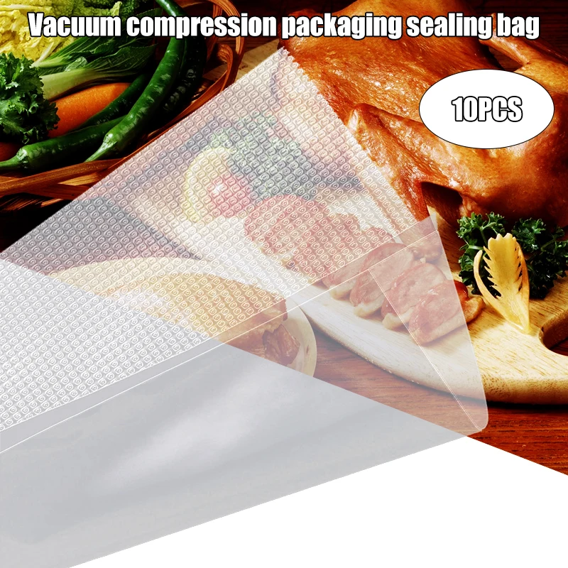 

10pcs Transparent Vacuum Sealer Bag Multipurpose Food Storage Compression Bags for Fruits Vegetables Nuts Keep Food Fresh