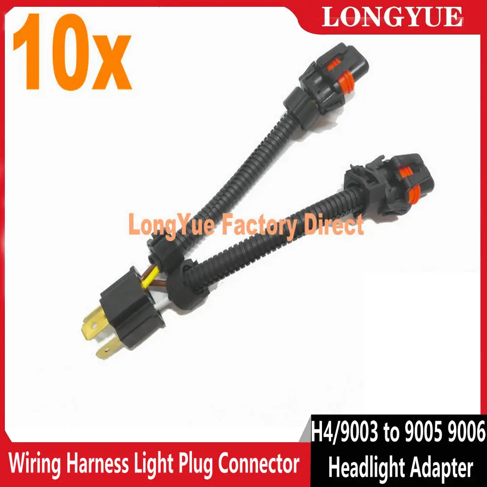 

10pcs H4/9003 to 9005 9006 Headlight Adapter Wiring Harness Light Plug Connector 6"