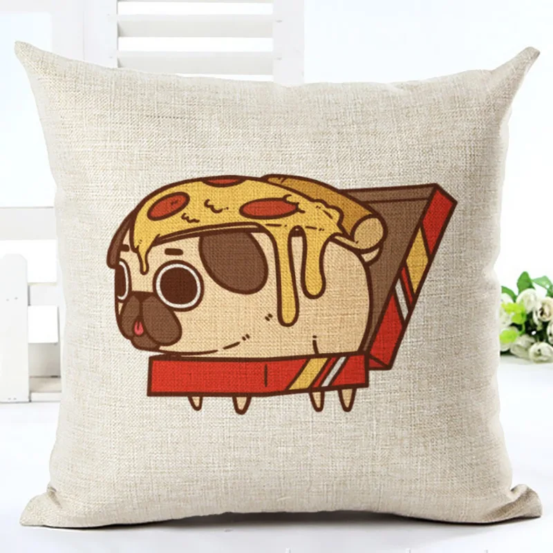 Креативный чехол для подушки в виде мопса мультяшный милый льняной дивана -