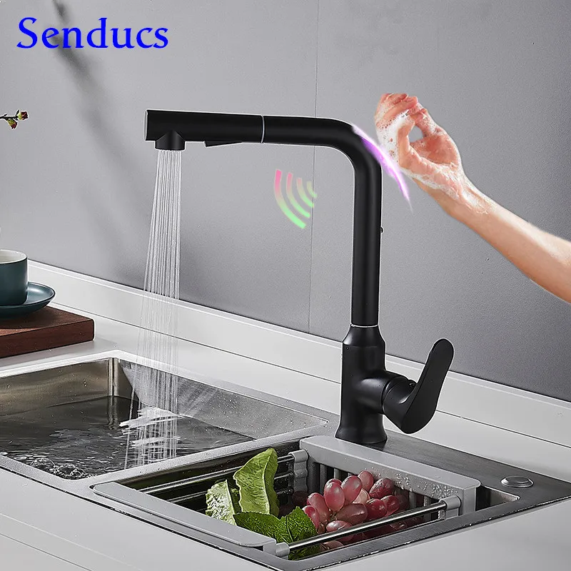 

Sensor Kitchen Faucets Hot Cold Black Bronze Kitchen Mixer Tap Seven Sensitive Sensor Water Faucet Touch Pull Out Kitchen Faucet