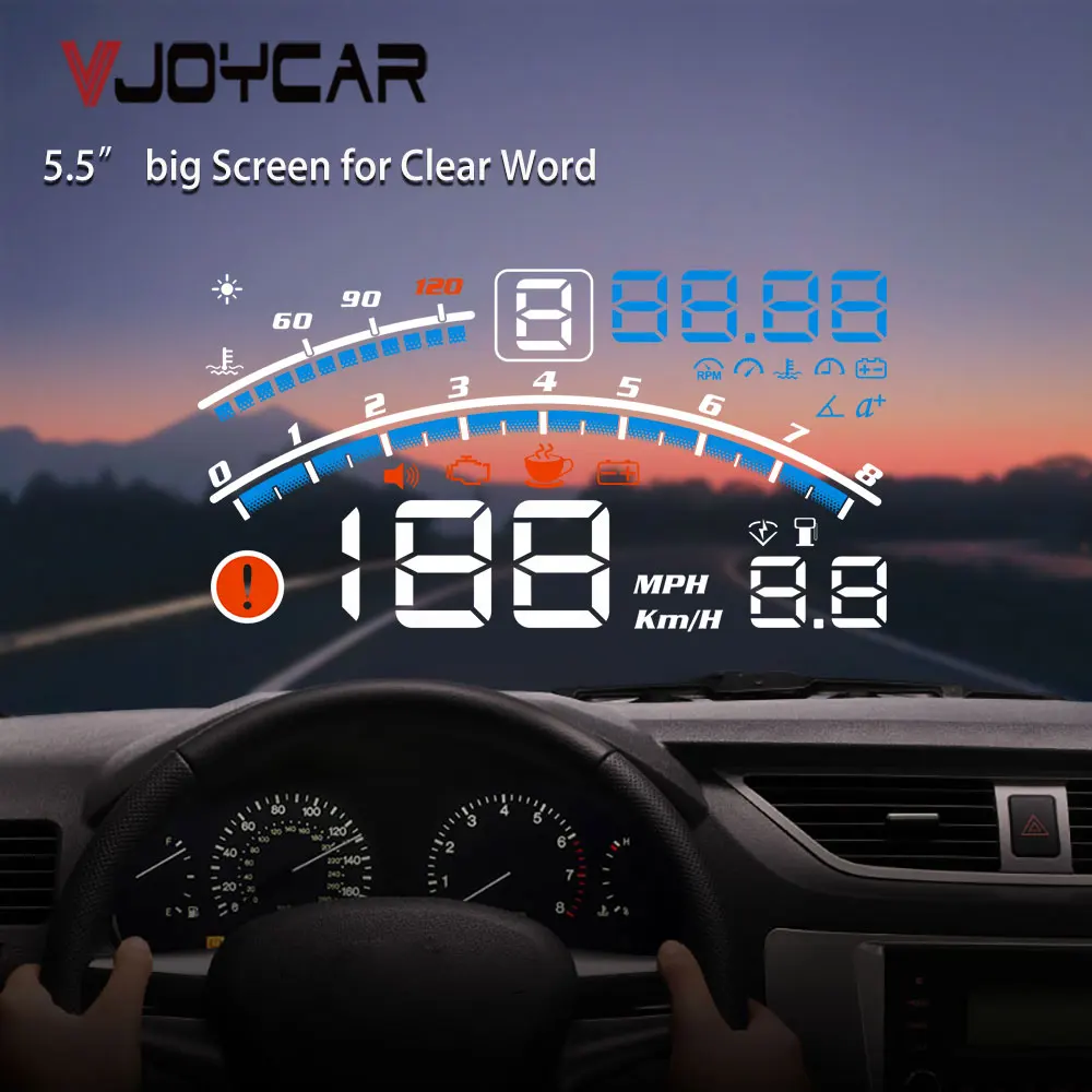 VJOYCAR V4E HUD Дисплей 5 &quotавтомобилей аварийная Предупреждение OBDII EUOBD авто лобовое