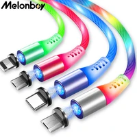 3 in 1 luminous magnetic phone cable lighting charging cable charger for microi product type c led flowing cool phone cable