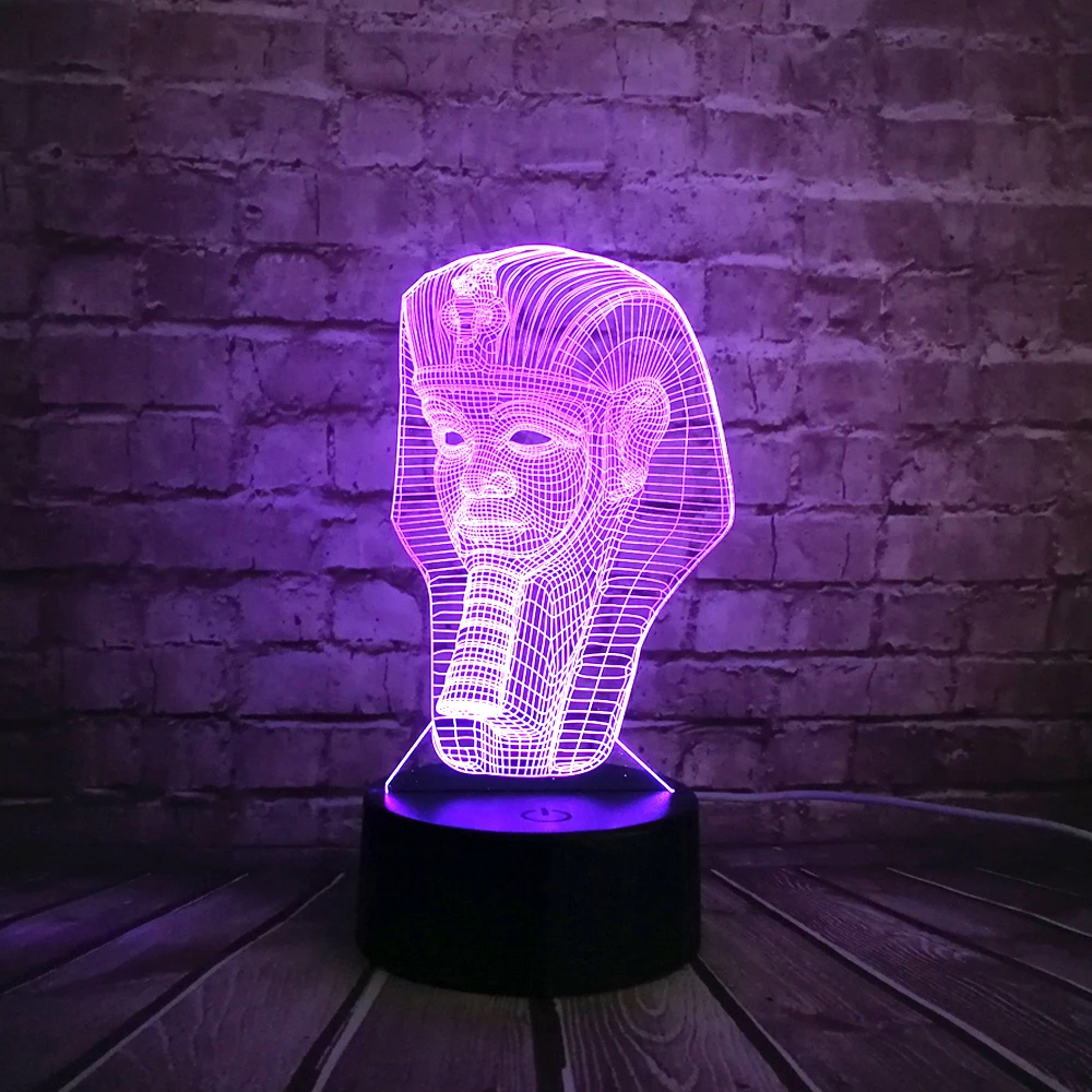 Оптовая продажа RC 3D Египетский Сфинкс Фараон Светодиодная лампа USB ночник