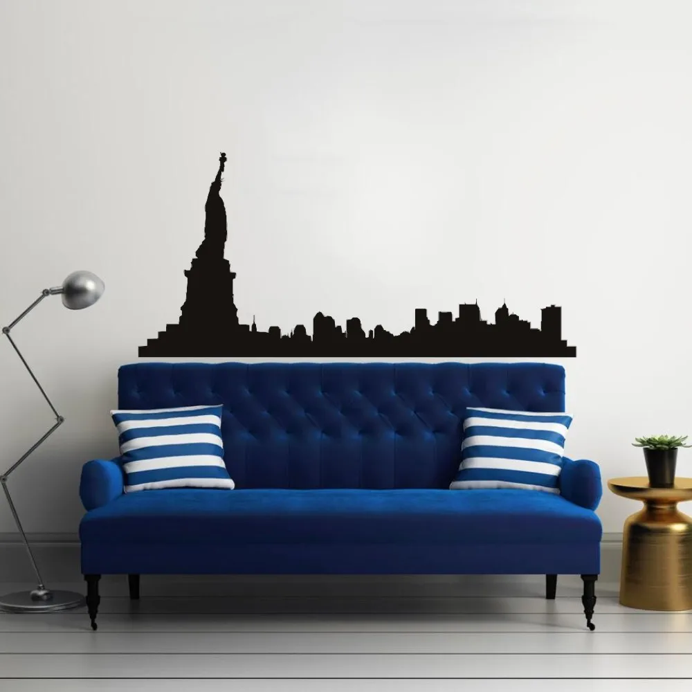 

Morden New York Stadt Silhouette Vinyl Wand Aufkleber Statue Von Liberty Kunst Wohnzimmer Dekoration3445