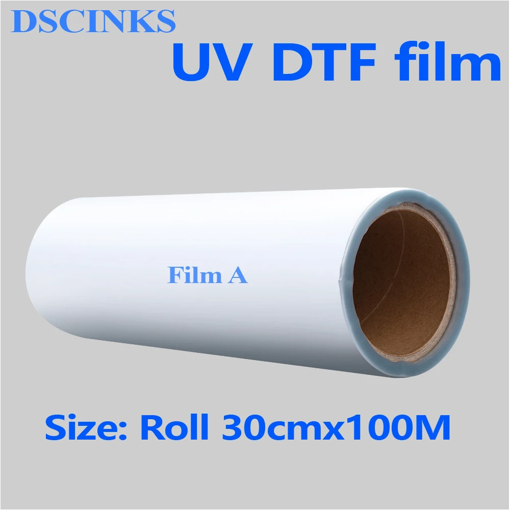 

30 см x 100 м uv DTF пленка А-образный стержень для металлического стекла UV переносная пленка DTF принтер DTF пленка для uv