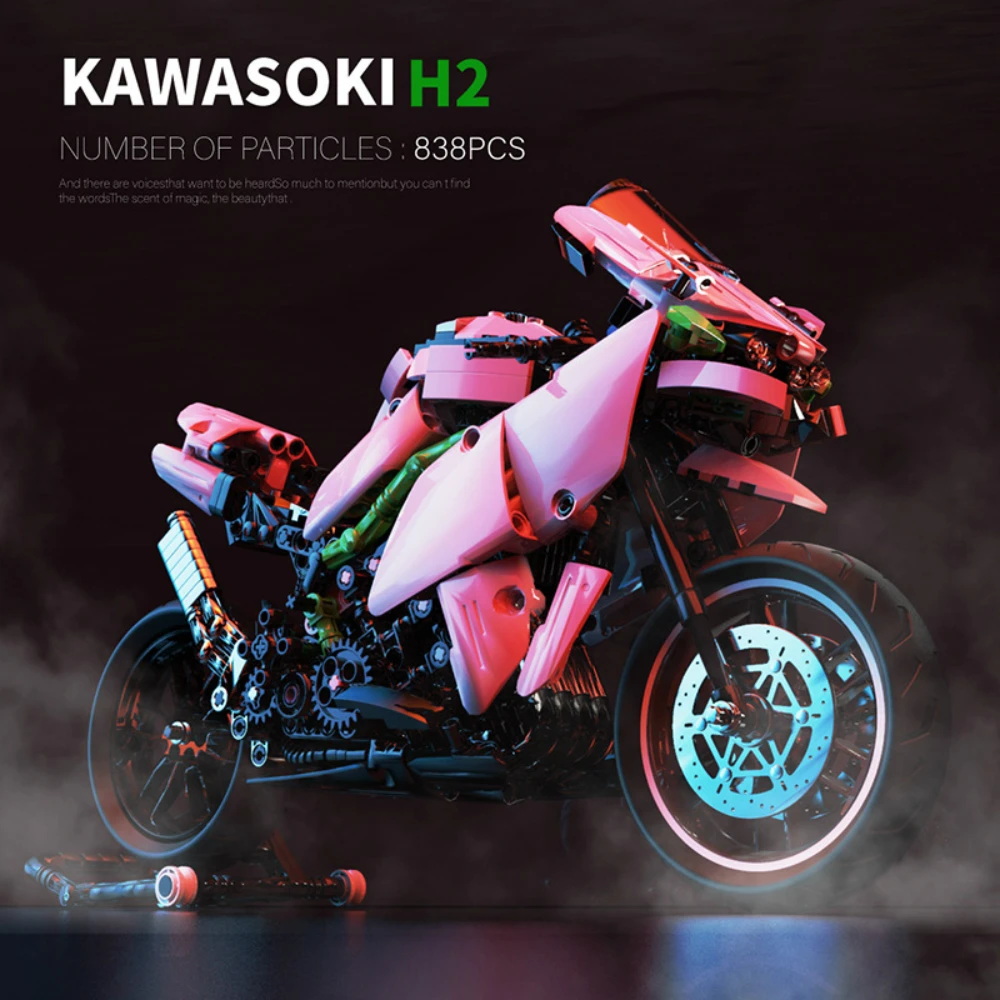 

В наличии 85002 высокотехнологичная супермашина классическая модель MOC Kawasaki H2 супер мотор 1908pc строительный блок-кирпич креативная модульная