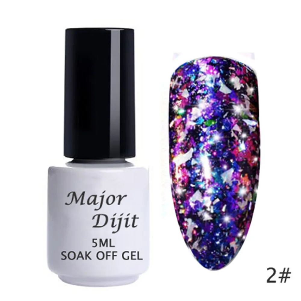 2 Galary Flake гель лак с блеском для ногтей алюминиевый хлопья гвоздь лак Galary Holo порошки лак для ногтей с блестками DIY маникюрная основа масло - Цвет: 2