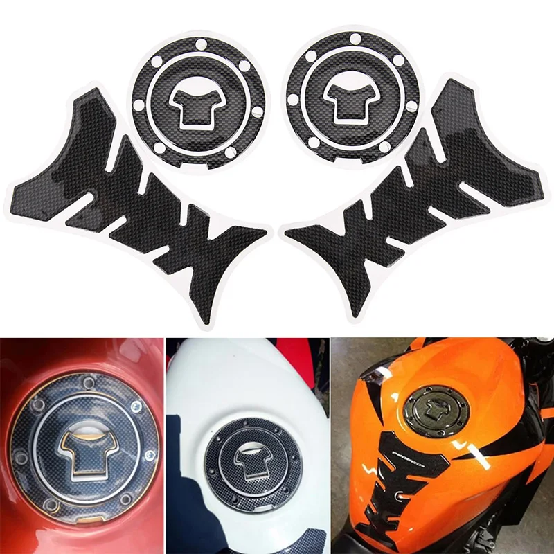 

2x Motorcycle Universal 3D Carbon Fiber Gel Gas Fuel Tank Pad Protector Sticker