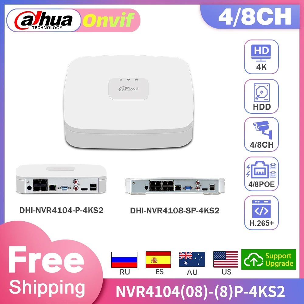 Оригинальный видеорегистратор Dahua NVR POE 8 МП 4K видеокамера канальный 4 с поддержкой