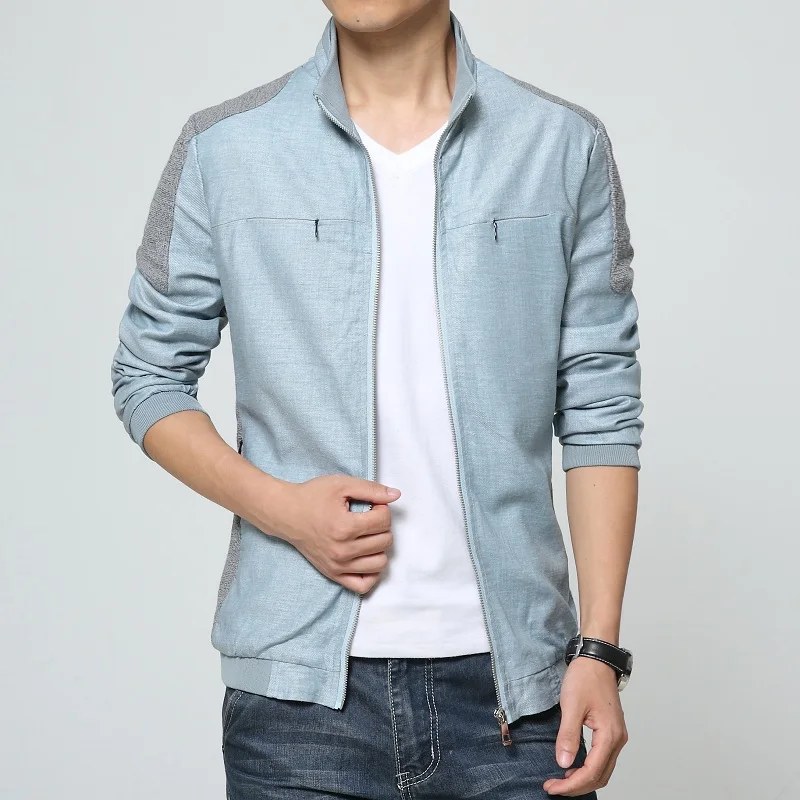 

Men Casual Jacket Fashion Men's Stand Collar Zipper Coats Slim Fits Plus Size 6XL Linen Mens Clothing Outwears Jacket Coat