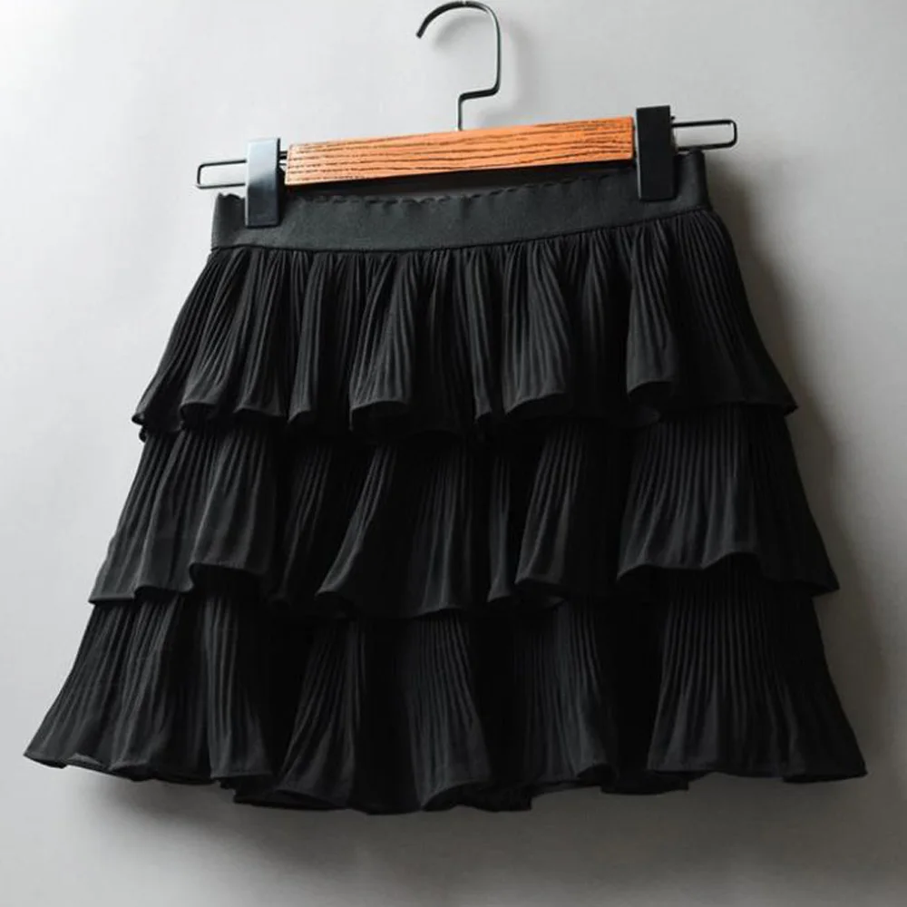 Kawaii юбки Лолита японский Стиль 90S подростков мягкий сестра Высокая Талия оборка с