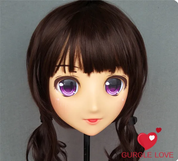 

(DM154) Женская милая девочка резиновая полуголовая маска кигуруми с BJD глазами Косплей японское аниме ролевая маска Лолиты Трансвестит кукла