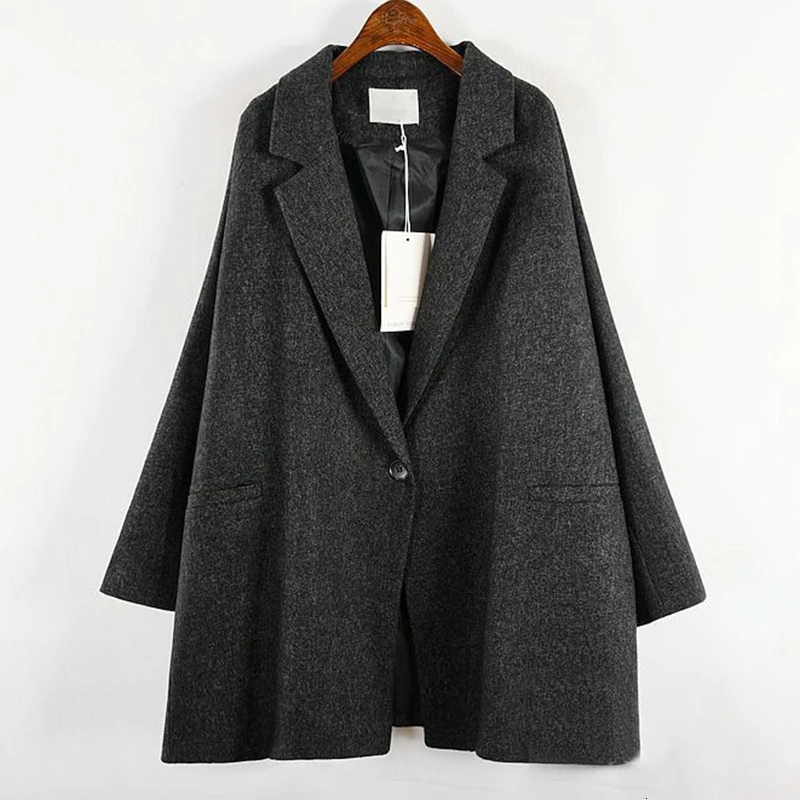 CHICEVER корейское повседневное шерстяное пальто для женщин воротник с лацканами