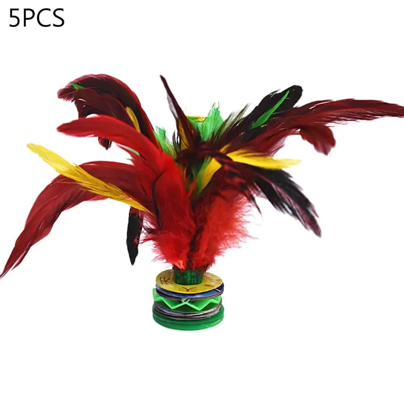

2021 Top 5pcs Colorful Feathers Shuttlecock Chinese Jianzi Foot Sports Outdoor Toy Game