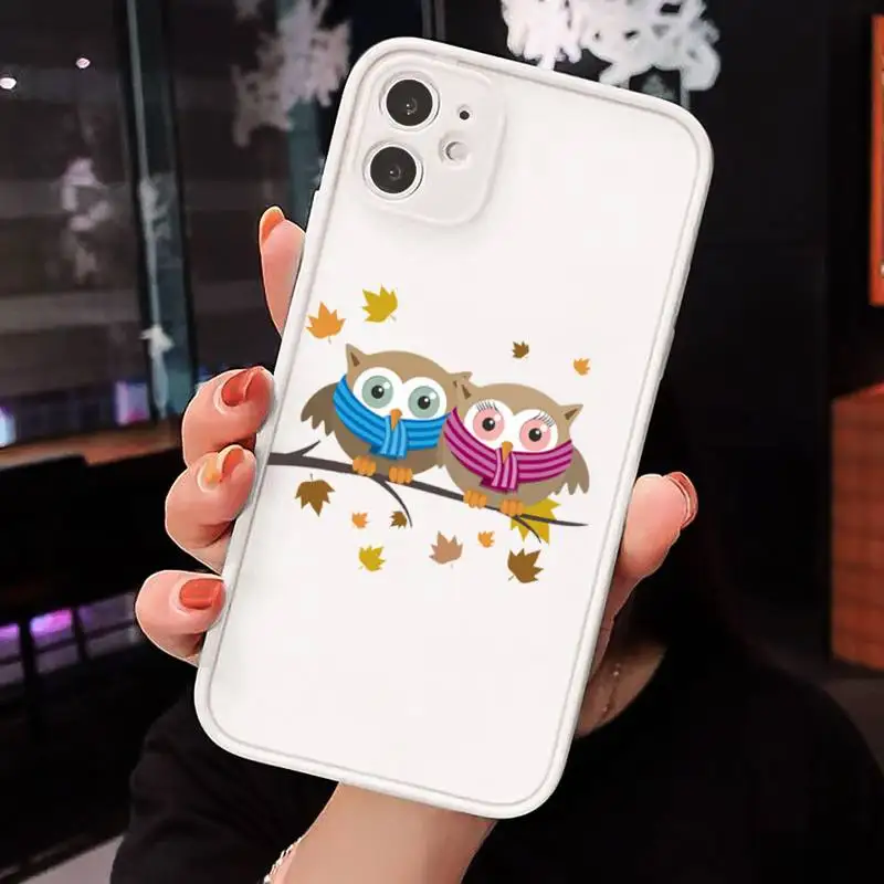 

owl Cute pink cartoon animal Phone Case matte transparent For iphone 7 8 11 12 plus mini x xs xr pro max cover