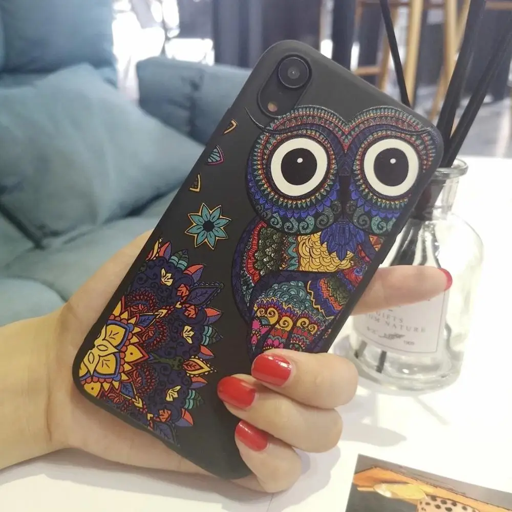 Owl Mandala Ethnic Phone Cover For iPhone 11 13 Pro Max X XS XR 7 8 7Plus 8Plus 12 SE Soft Silicone Candy Case | Мобильные телефоны