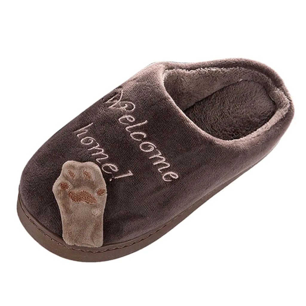 Детские зимние домашние тапочки обувь с рисунком кота Нескользящие мягкие