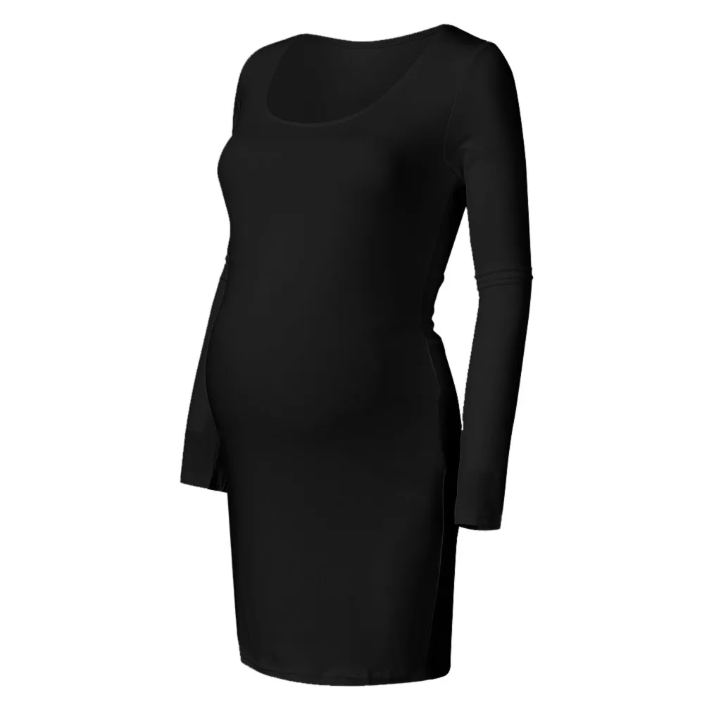 Сексуальное однотонное платье SAGACE с круглым вырезом для беременных вечернее