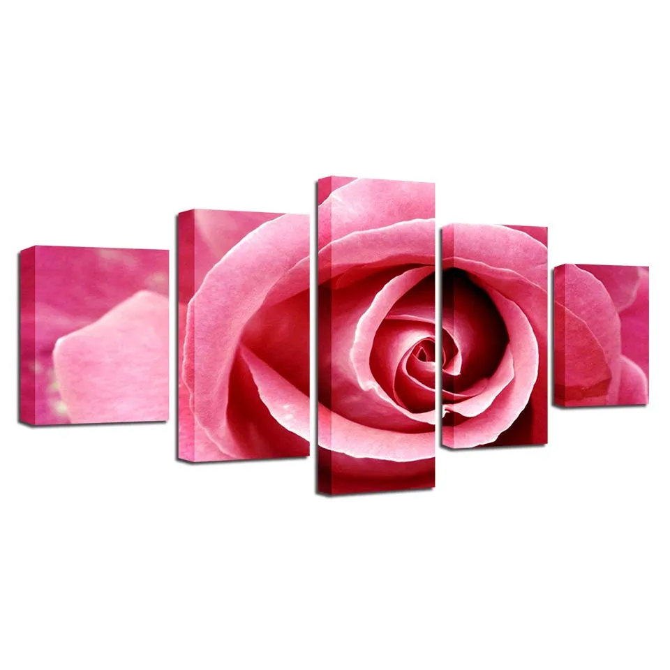 Картина на холсте HD Framework 5 панель розовый цветок современный Печатный Тип постер