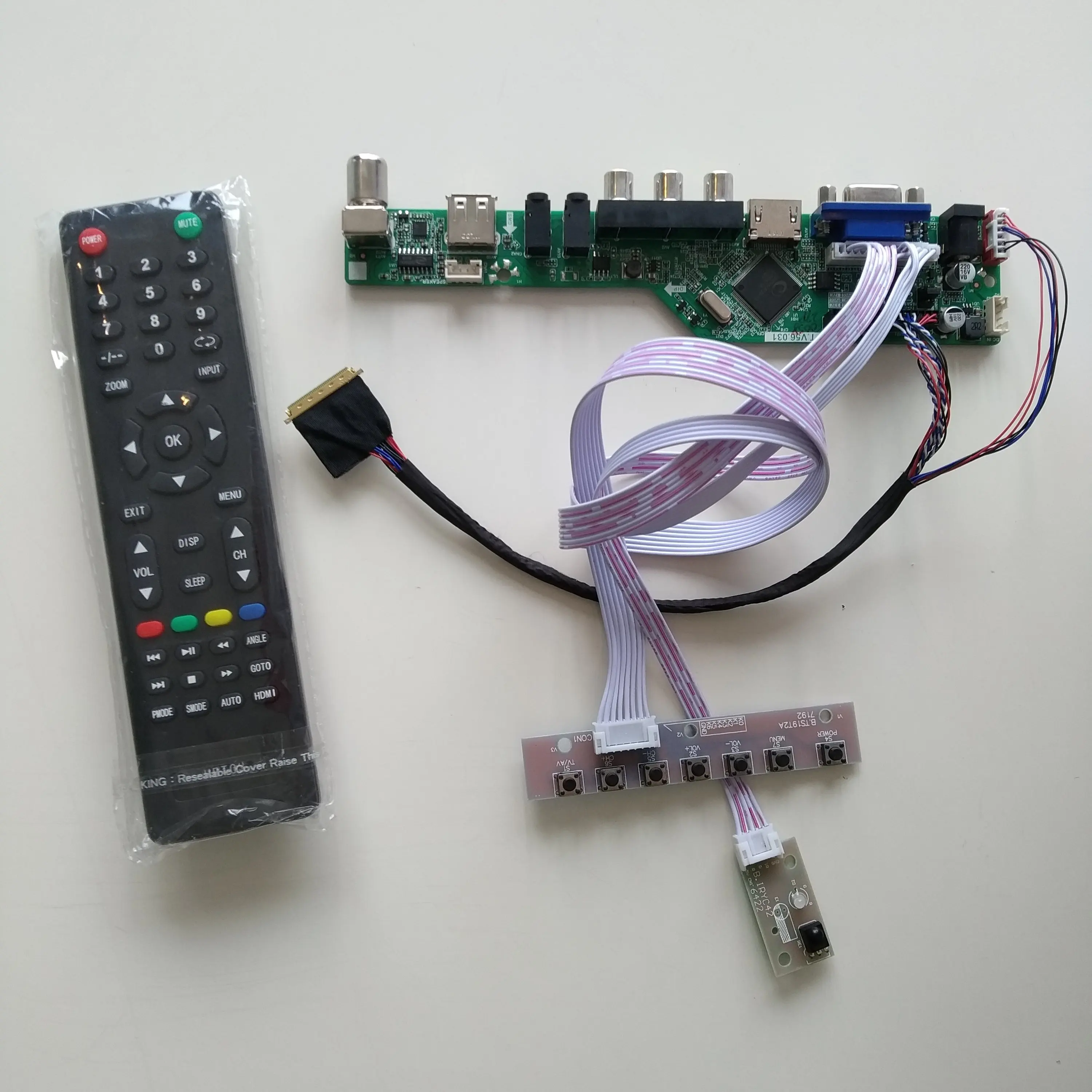 

ТВ Аудио USB VGA AV ЖК светодиодный контроллер плата драйвера DIY дисплей для 40-контактной панели B140XTT01.0 1366X768