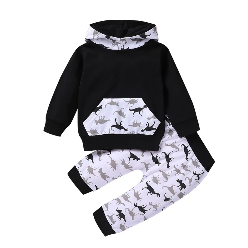 

Autumn Winter Newborn Baby Boy Clothing Suit Long Sleeve Dinosaur Print Hoodie Sweatshirt Tops Pants Casual Costume 2PCS Set