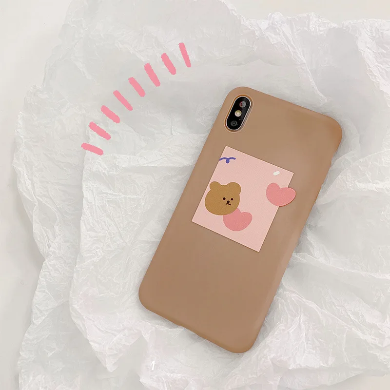 Милый розовый мультяшный корейский чехол для телефона с любовным сердцем